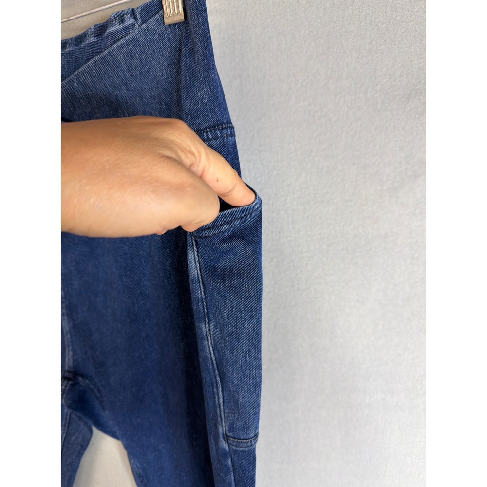 Halara Women L 7/8 Leggings Excellent Crossover Waist Denim Look Pockets New - Picture 4 of 9